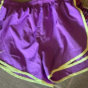 Nike Purple and Yellow Women's Athletic Shorts - size medium